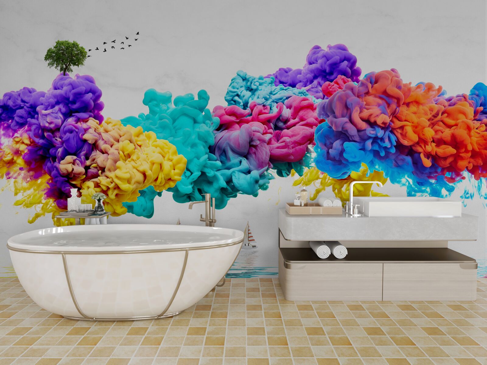 Fototapeta olśniewające kolory nad powierzchnią wody