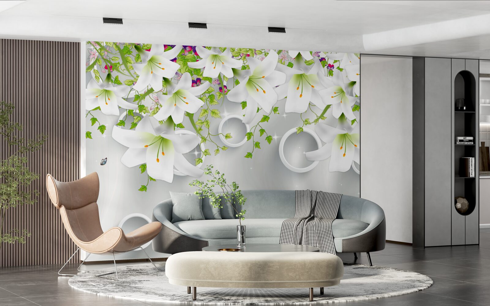 Fototapeta kwiaty są białe z zielonymi liśćmi