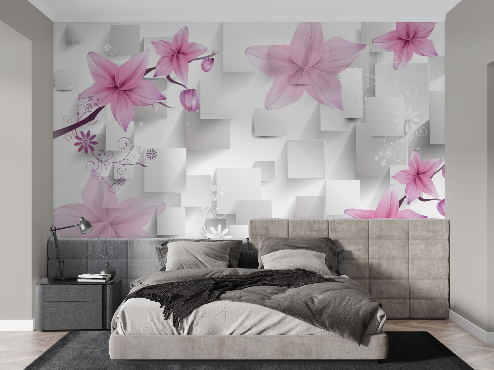 Fototapeta abstrakcja z fioletowymi pąkami