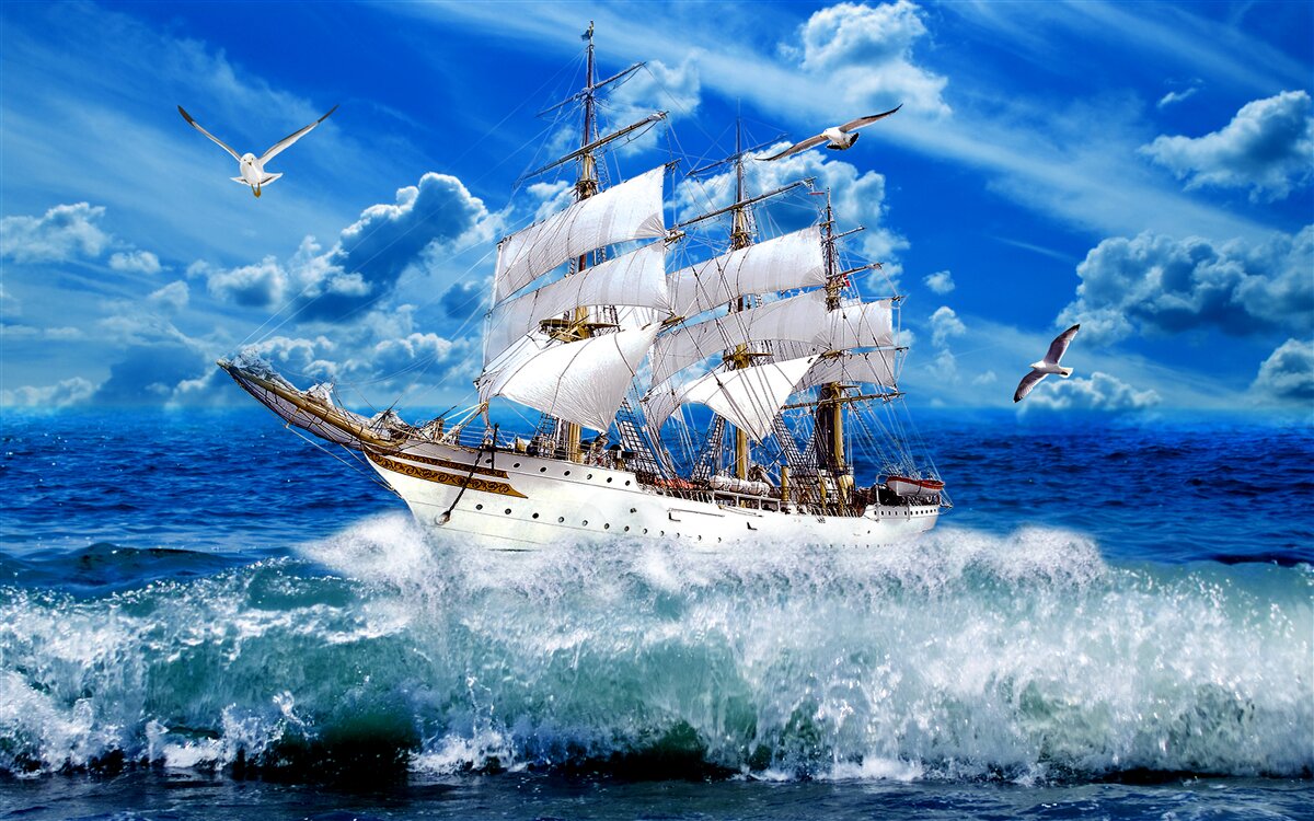 Fototapeta statek pokonuje burzę