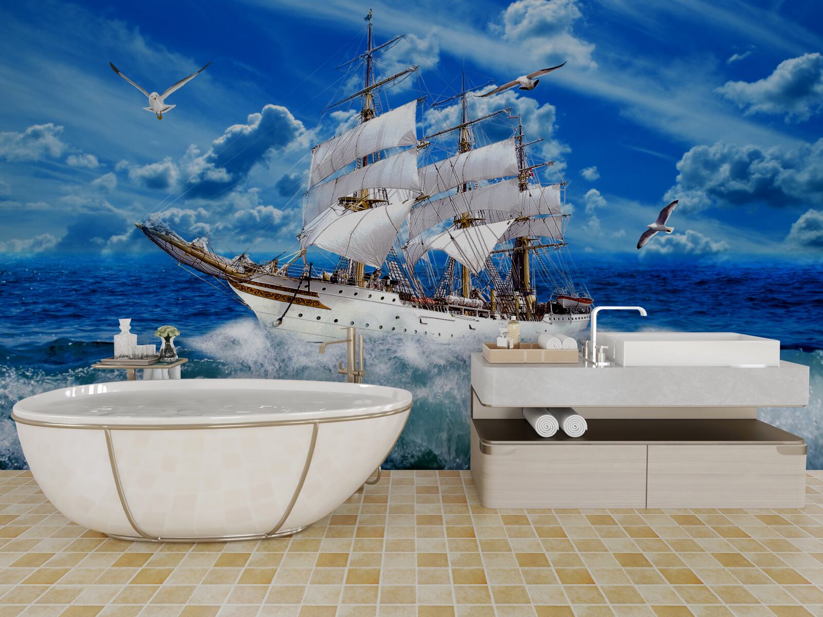 Fototapeta statek pokonuje burzę