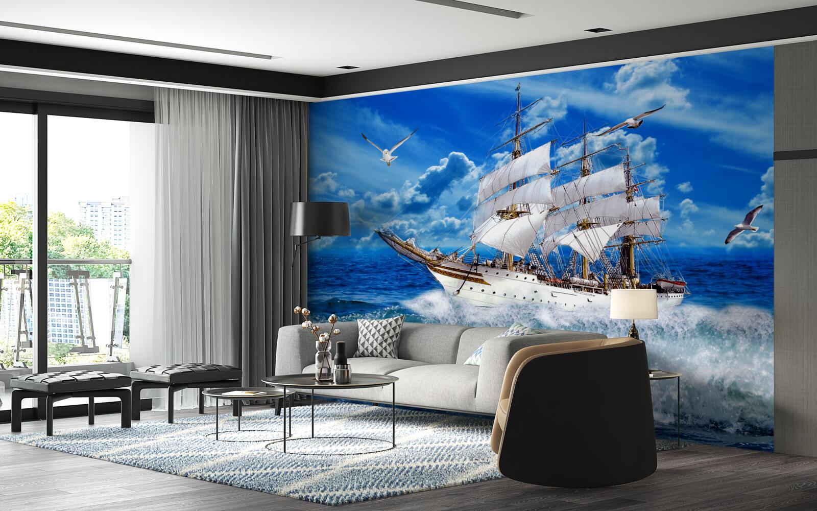 Fototapeta statek pokonuje burzę