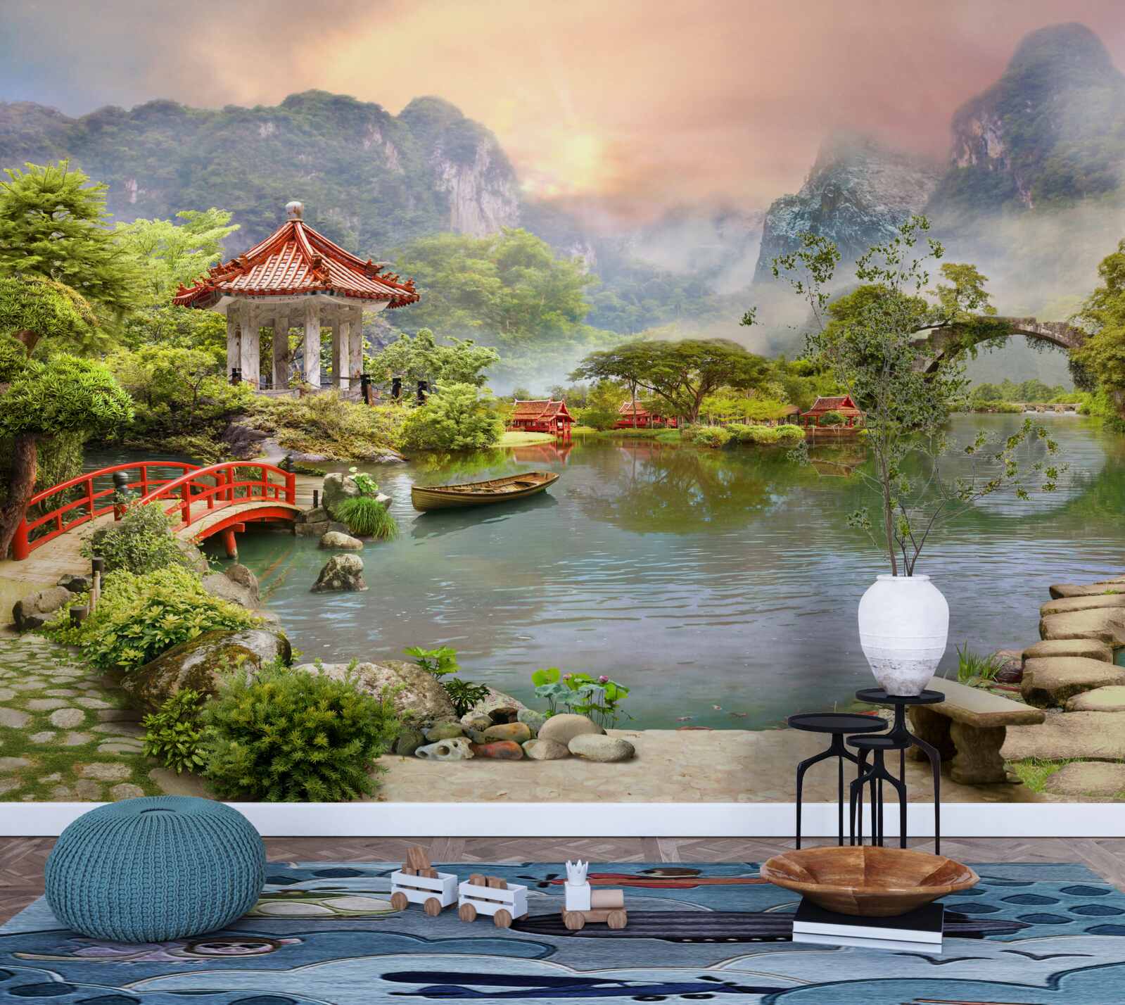 Fototapeta mglisty krajobraz ogrodu japońskiego