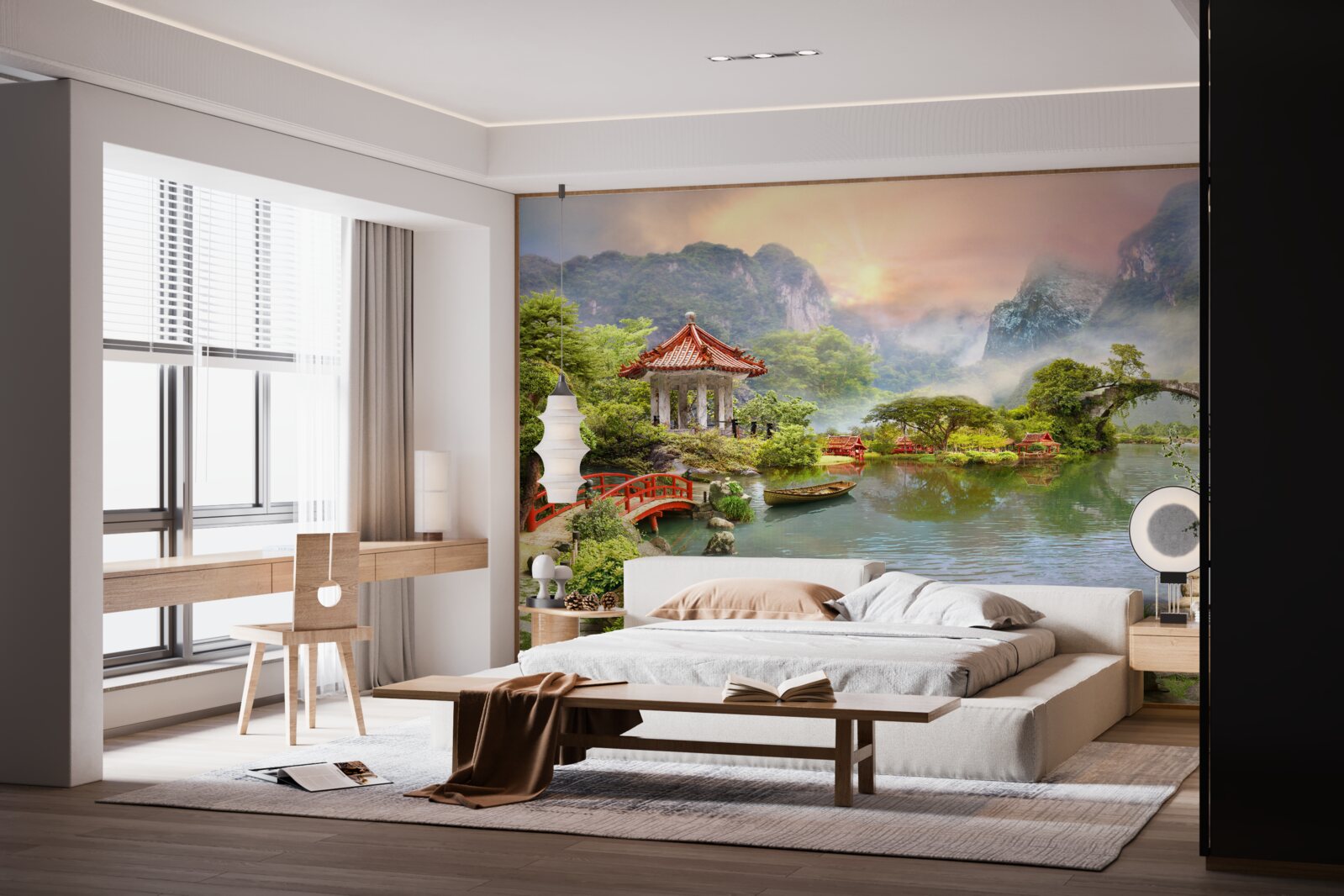 Fototapeta mglisty krajobraz ogrodu japońskiego