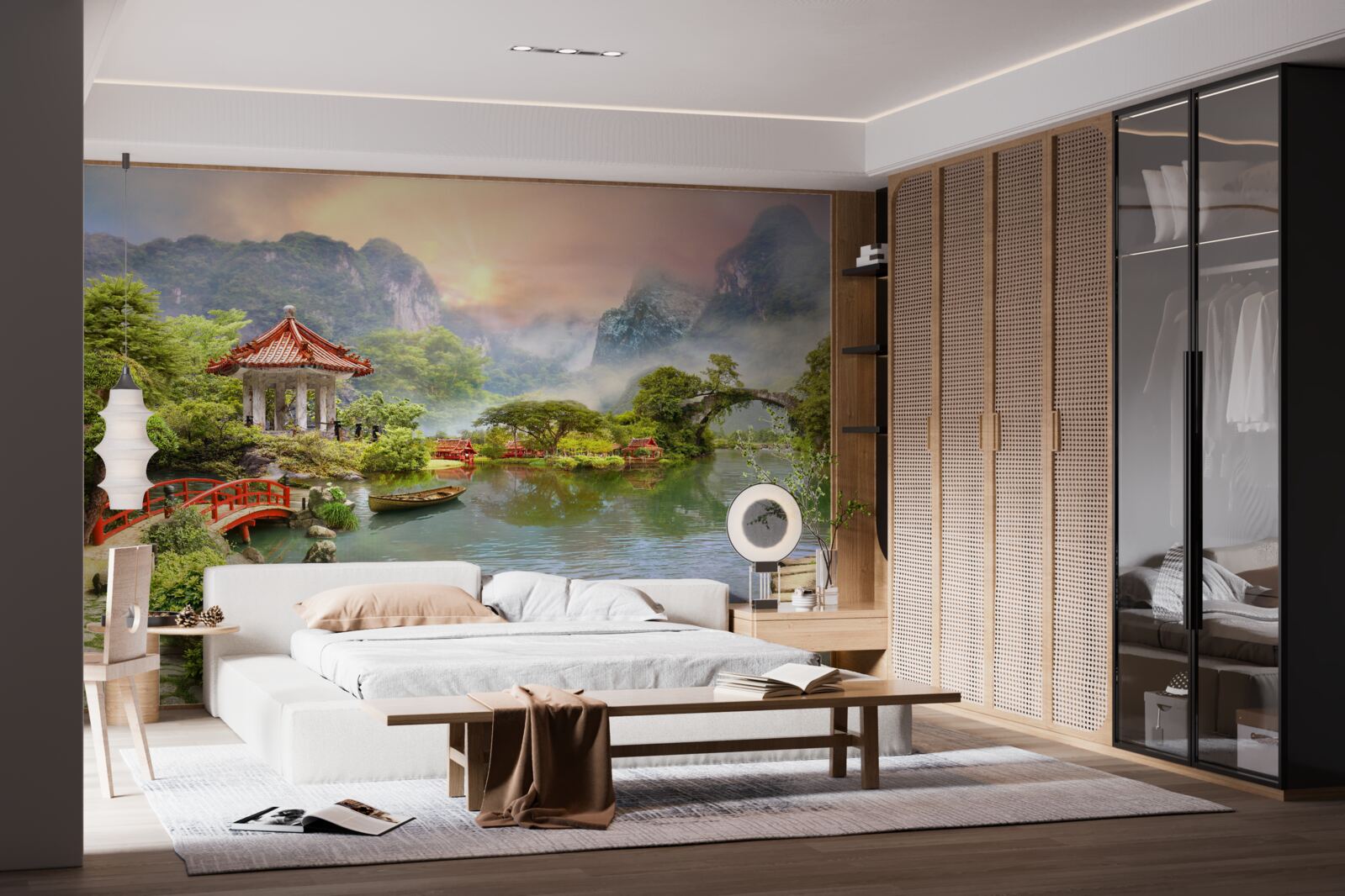 Fototapeta mglisty krajobraz ogrodu japońskiego