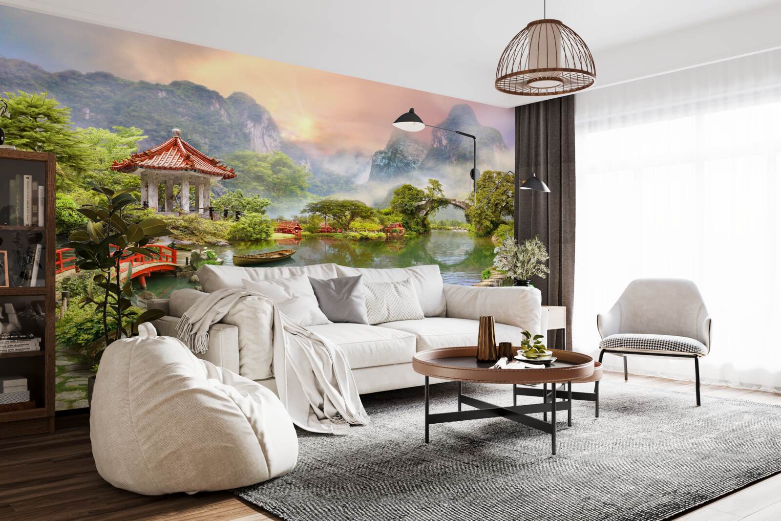 Fototapeta mglisty krajobraz ogrodu japońskiego