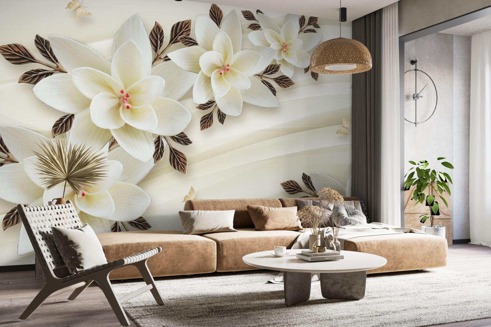 Fototapeta tkanina ozdobiona jest białymi kwiatami lotosu