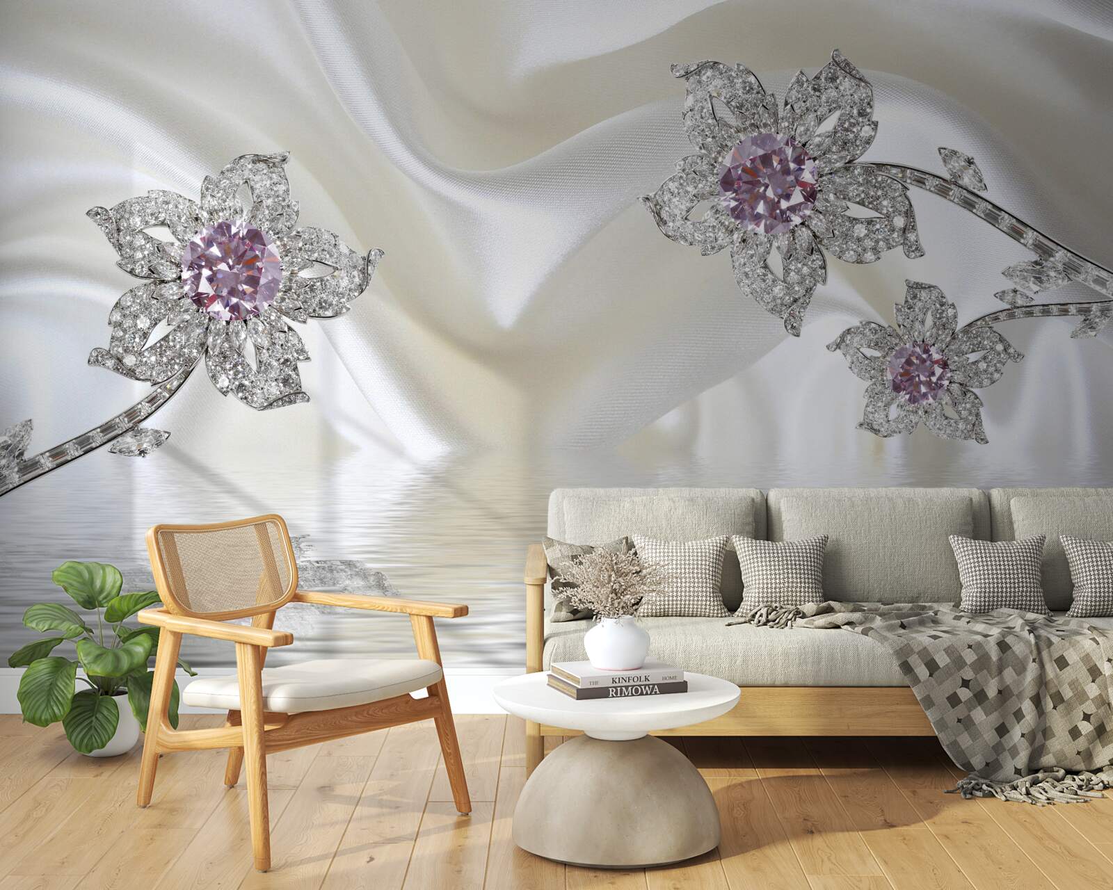 Fototapeta biżuteria srebrna w formie kwiatowych kształtów