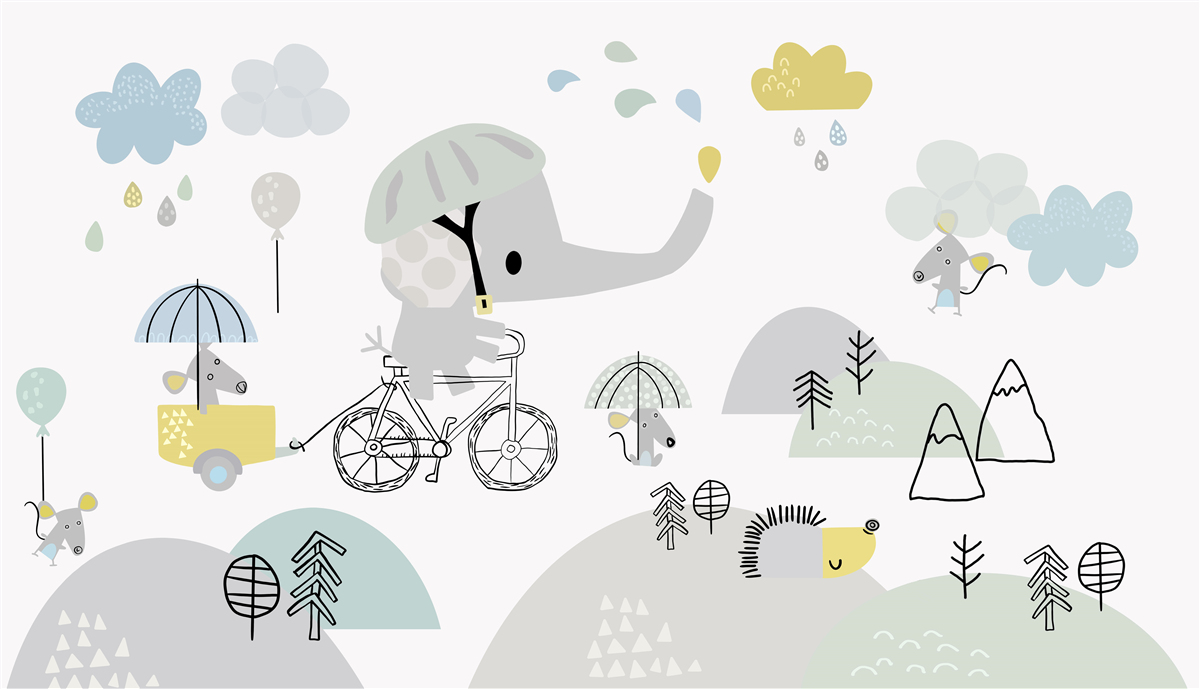 Fototapeta mały słoń podróżuje po zboczach gór