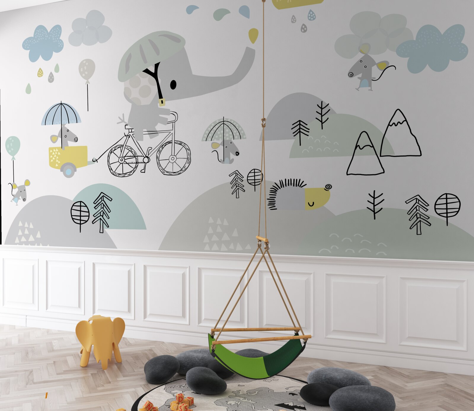 Fototapeta mały słoń podróżuje po zboczach gór