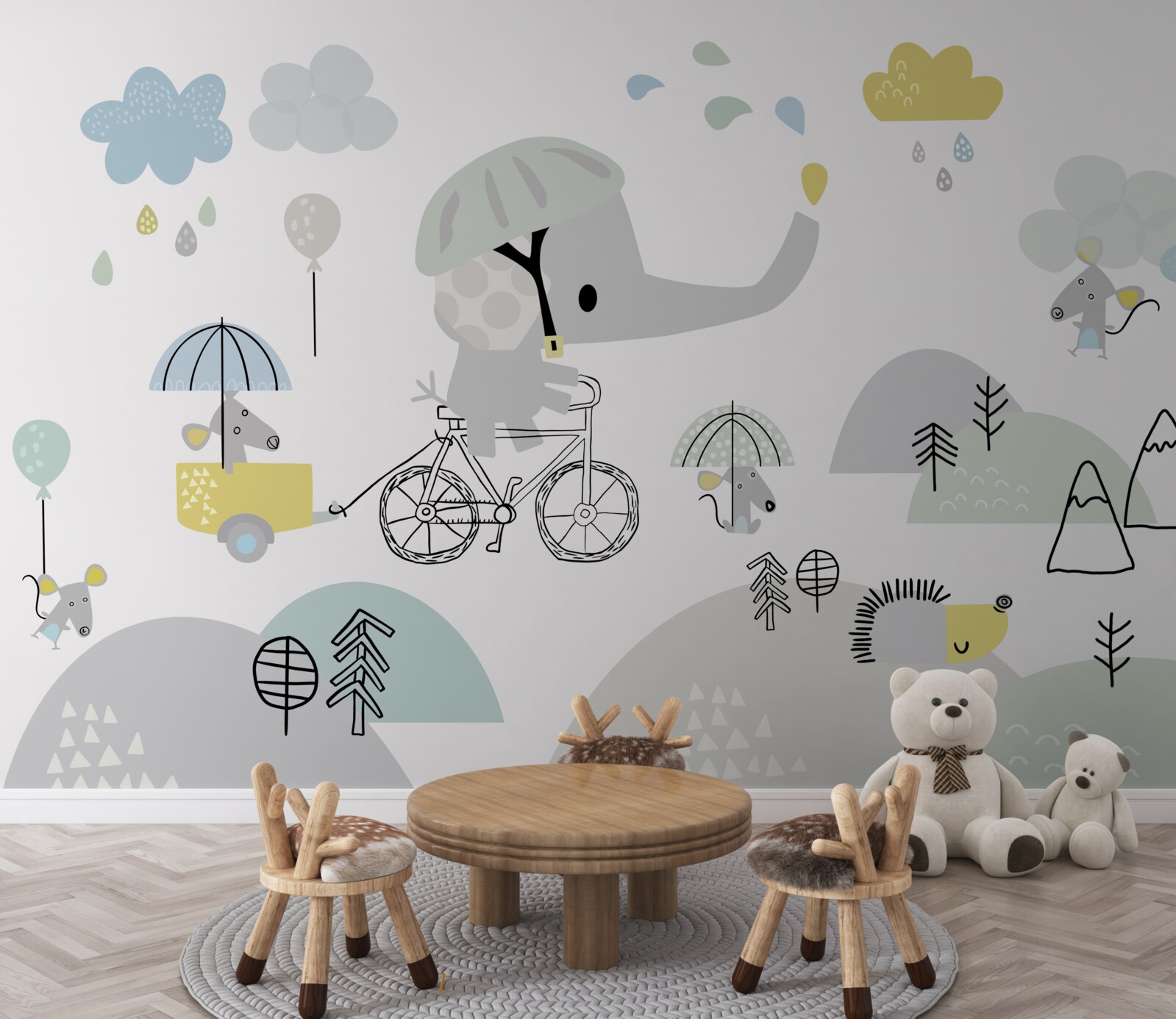 Fototapeta mały słoń podróżuje po zboczach gór