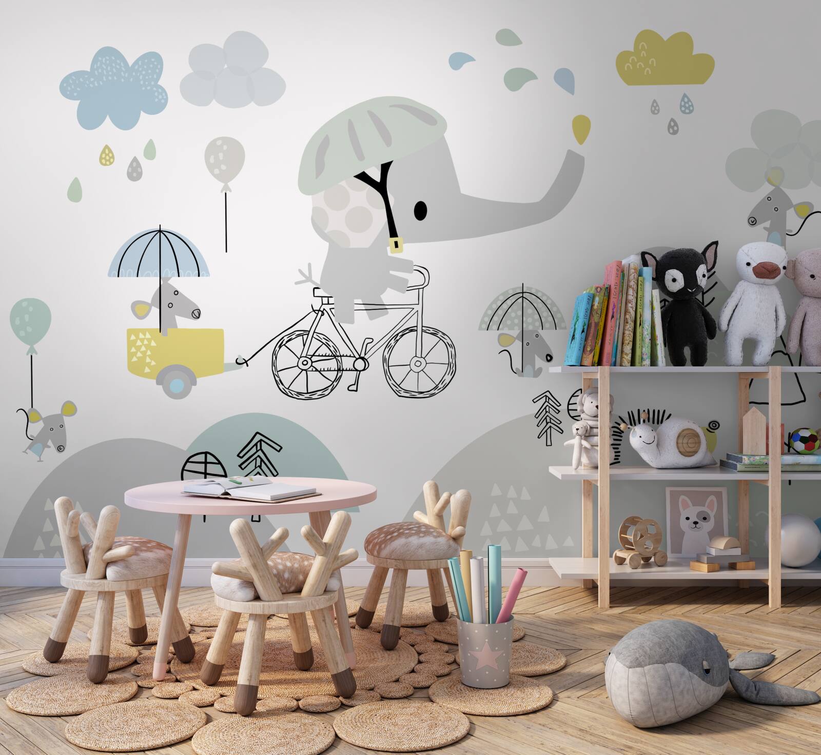 Fototapeta mały słoń podróżuje po zboczach gór