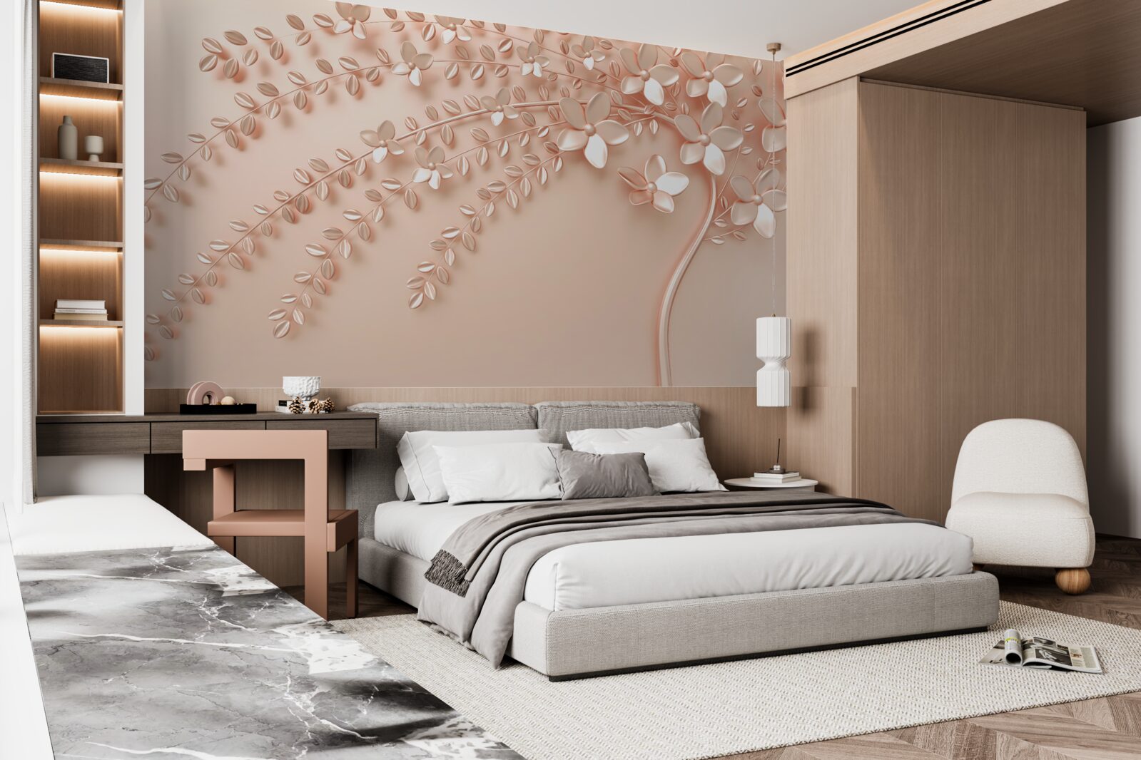 Fototapeta drzewo o delikatnym drewnie i bogatym kwitnieniu