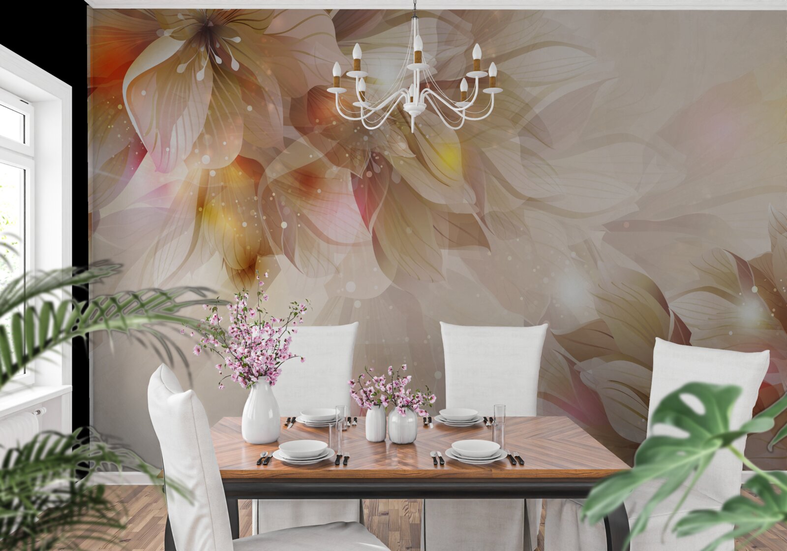 Fototapeta jasne kwiaty z miękkim światłem