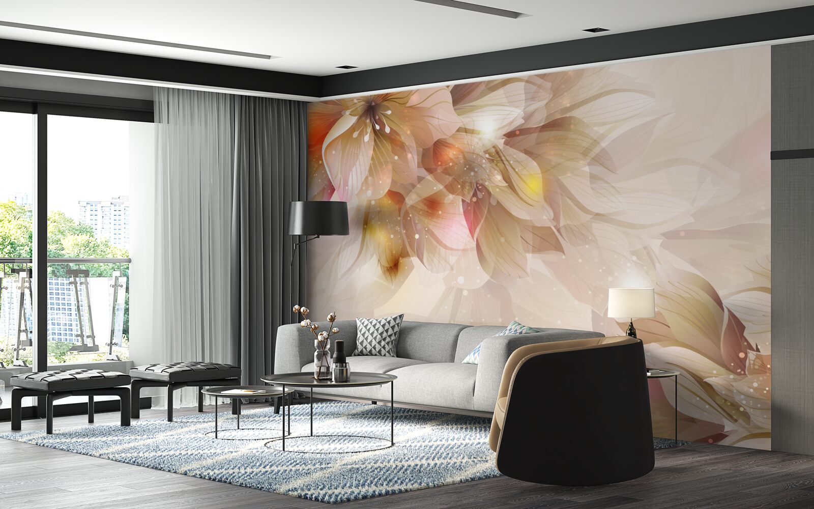 Fototapeta jasne kwiaty z miękkim światłem