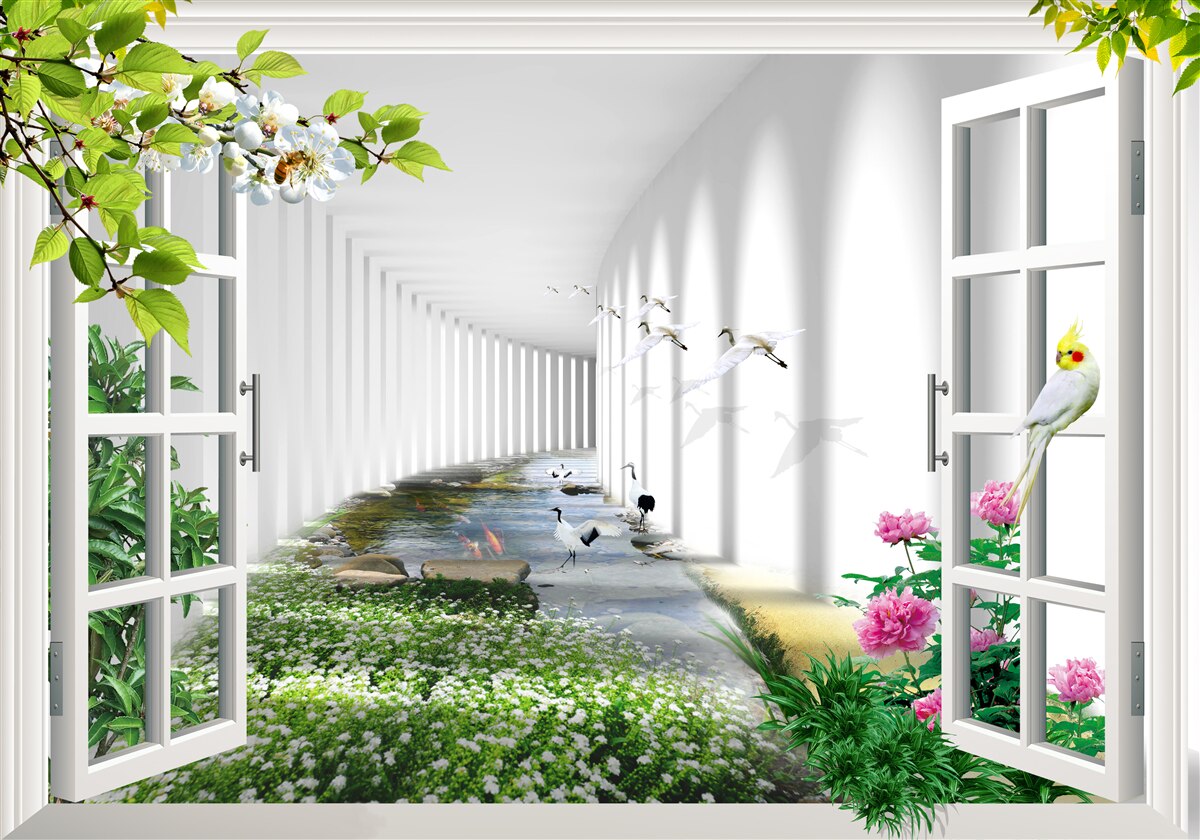 Fototapeta widok z okna na zielony tunel