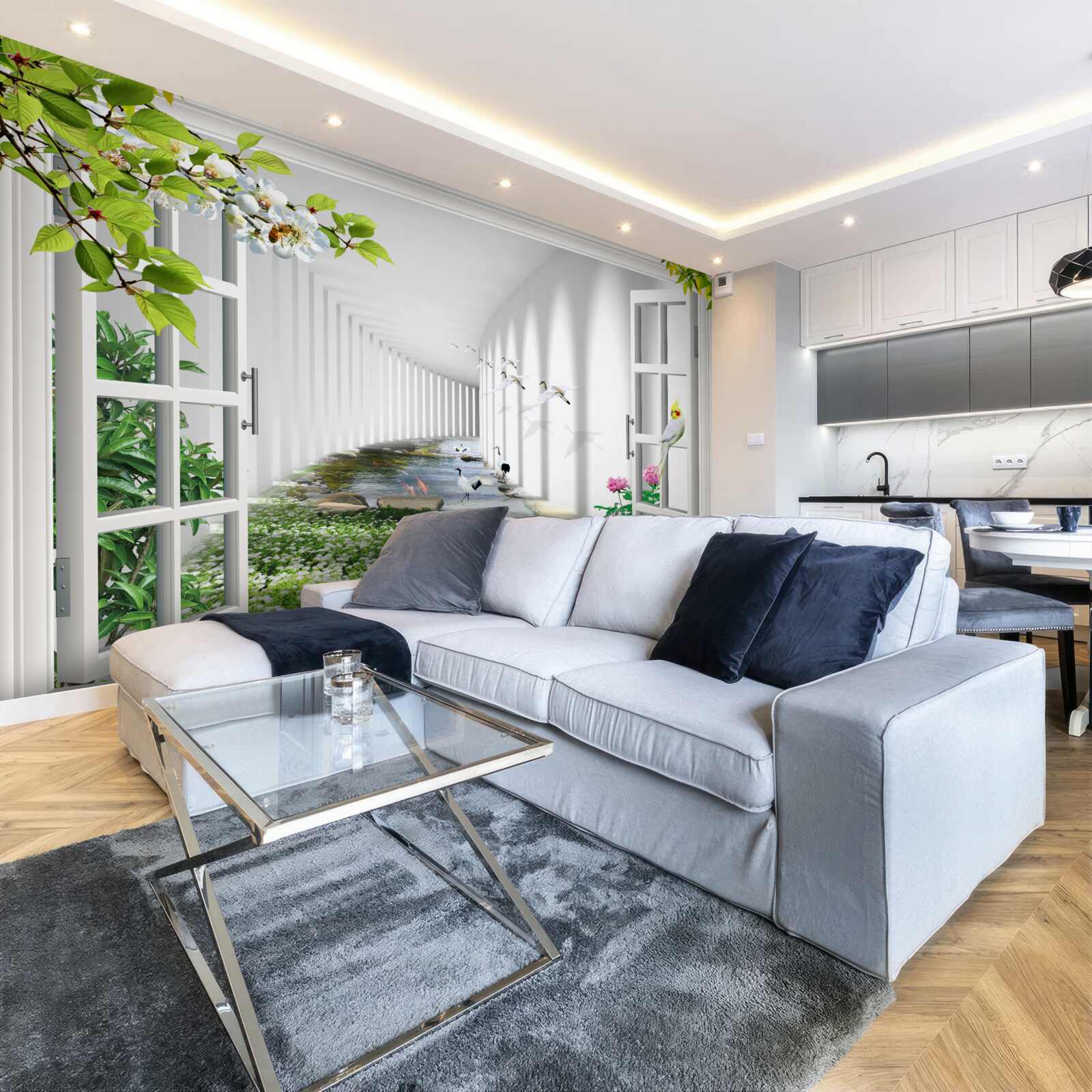 Fototapeta widok z okna na zielony tunel