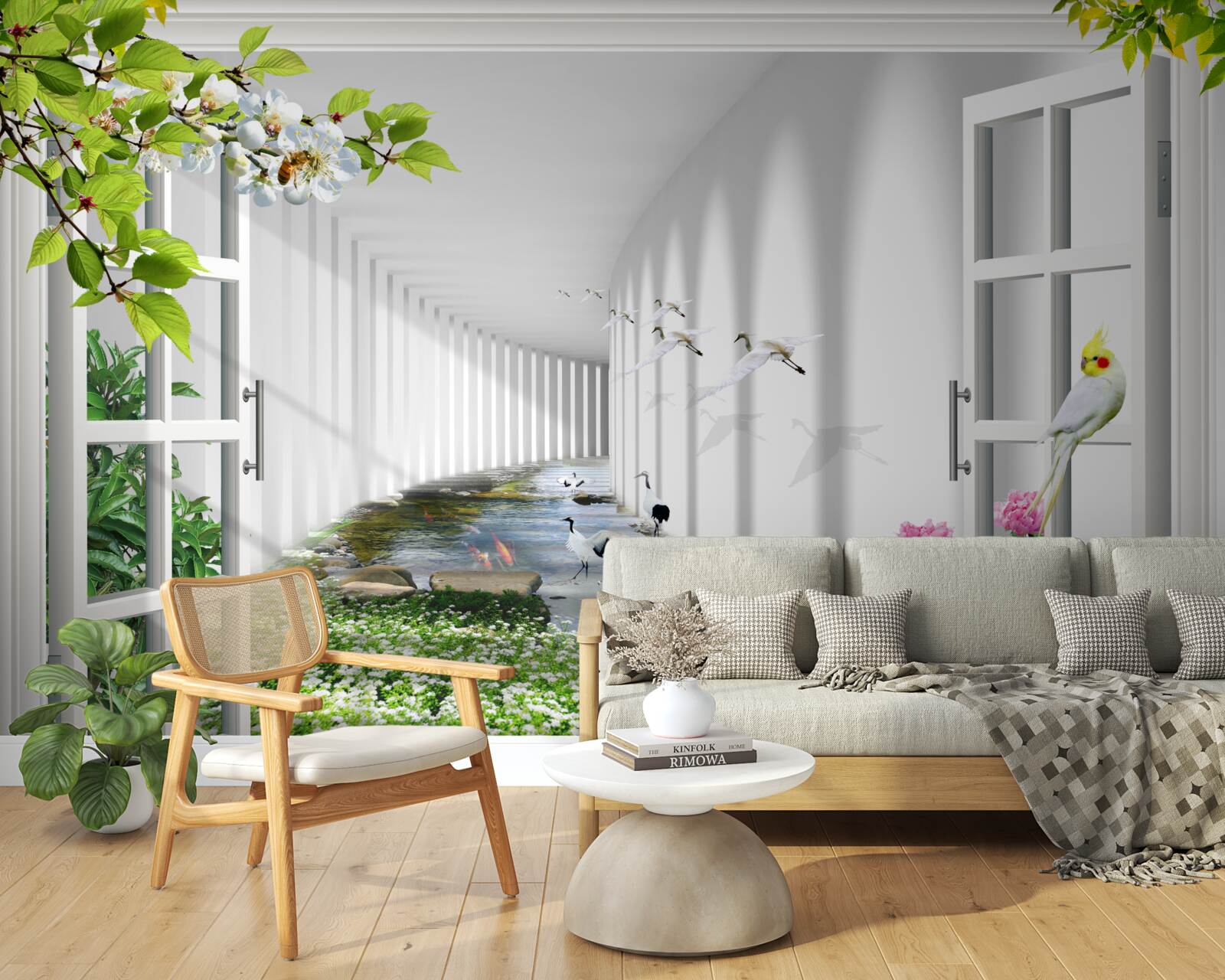 Fototapeta widok z okna na zielony tunel