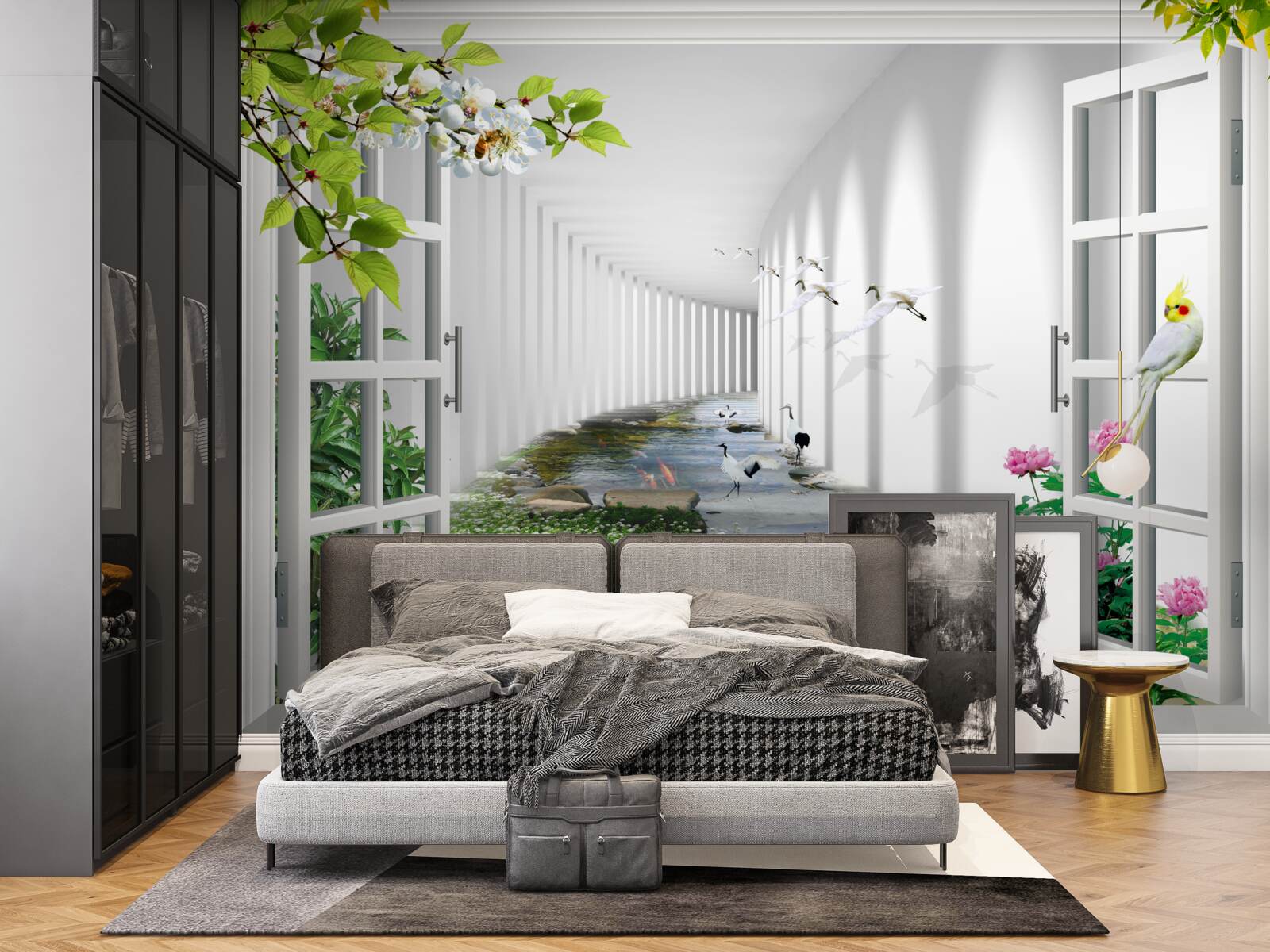 Fototapeta widok z okna na zielony tunel