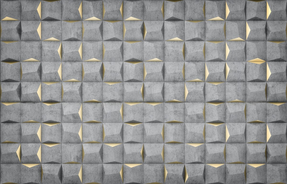 Fototapeta prostokąty w 3d ze złotymi elementami