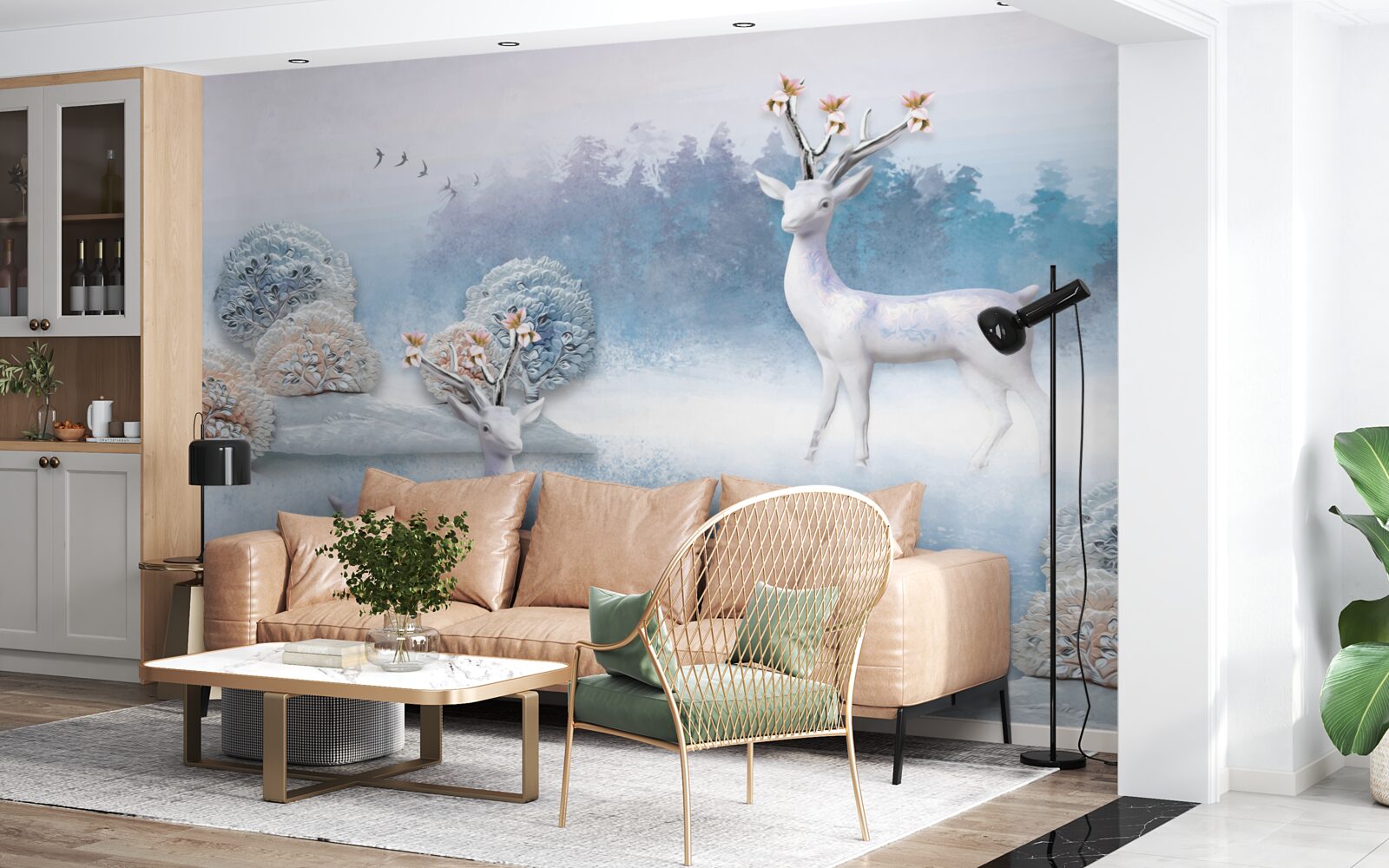 Fototapeta jeleń w zimowym lesie