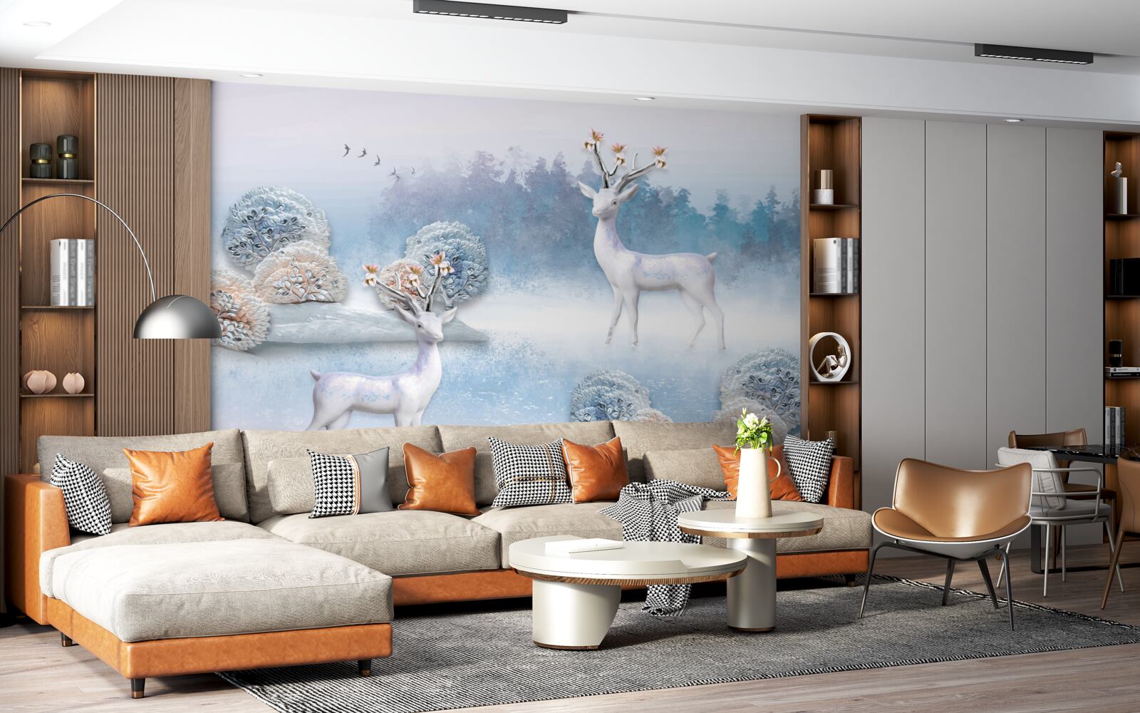 Fototapeta jeleń w zimowym lesie