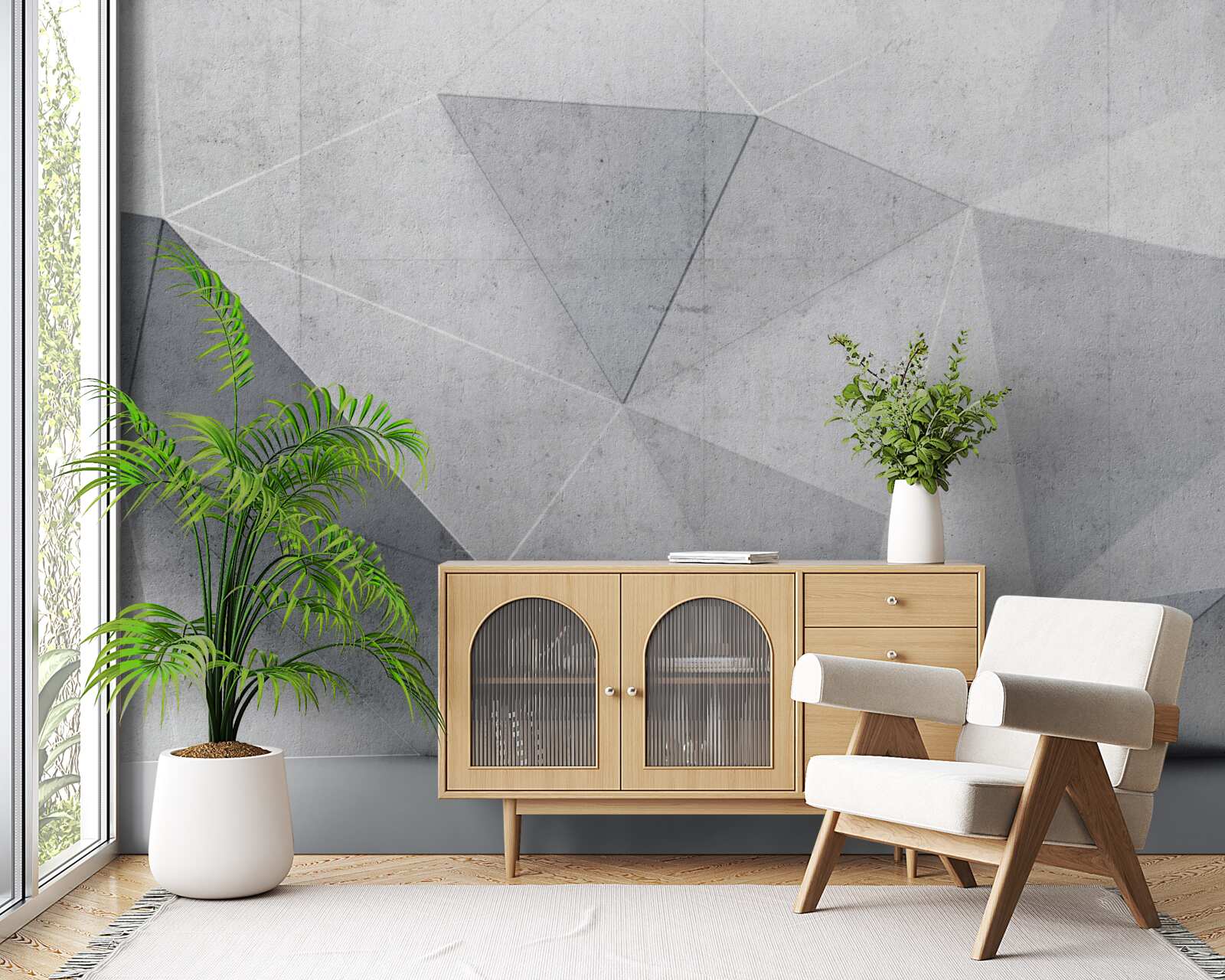 Fototapeta szare trójkąty w abstrakcyjnym stylu