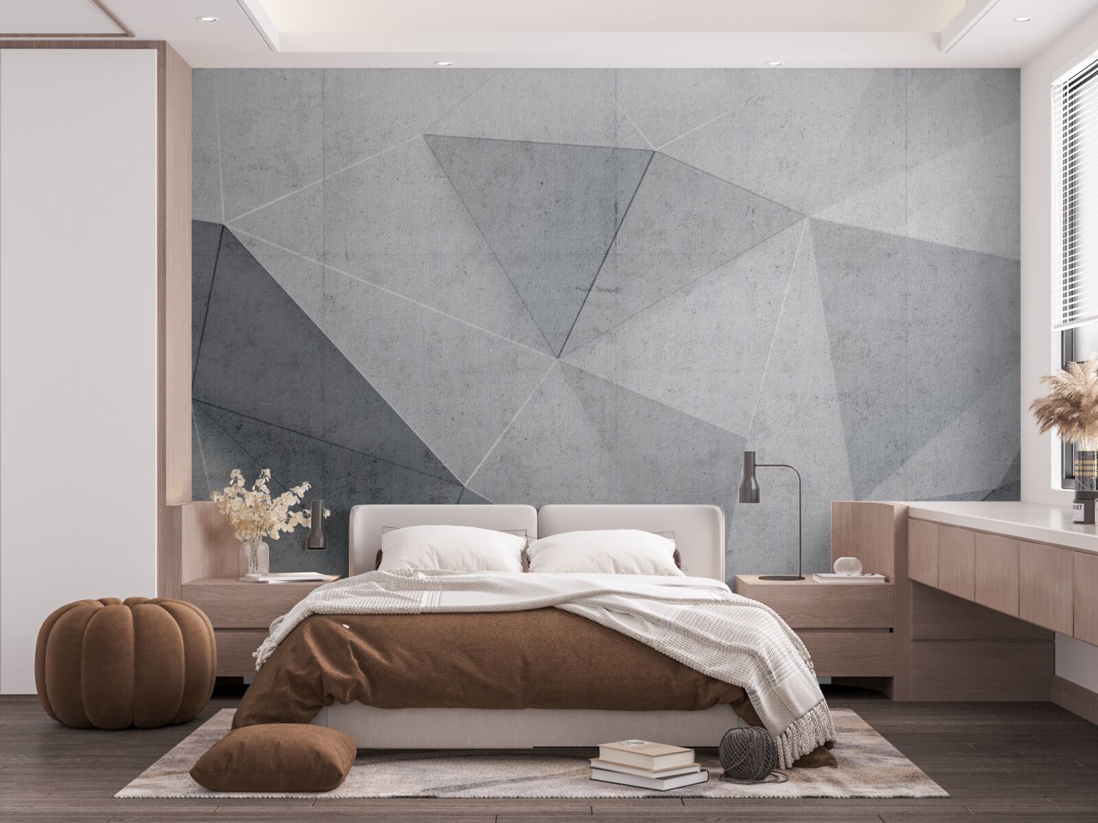 Fototapeta szare trójkąty w abstrakcyjnym stylu