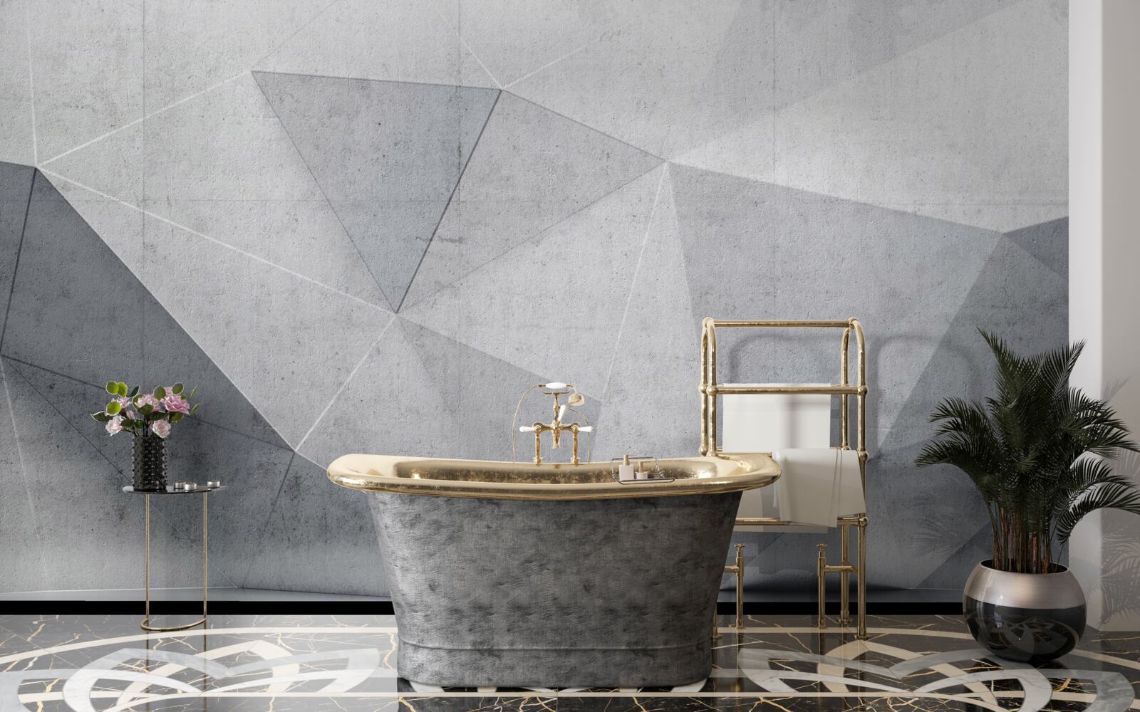 Fototapeta szare trójkąty w abstrakcyjnym stylu