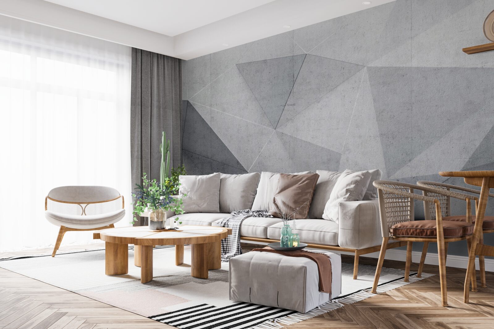 Fototapeta szare trójkąty w abstrakcyjnym stylu