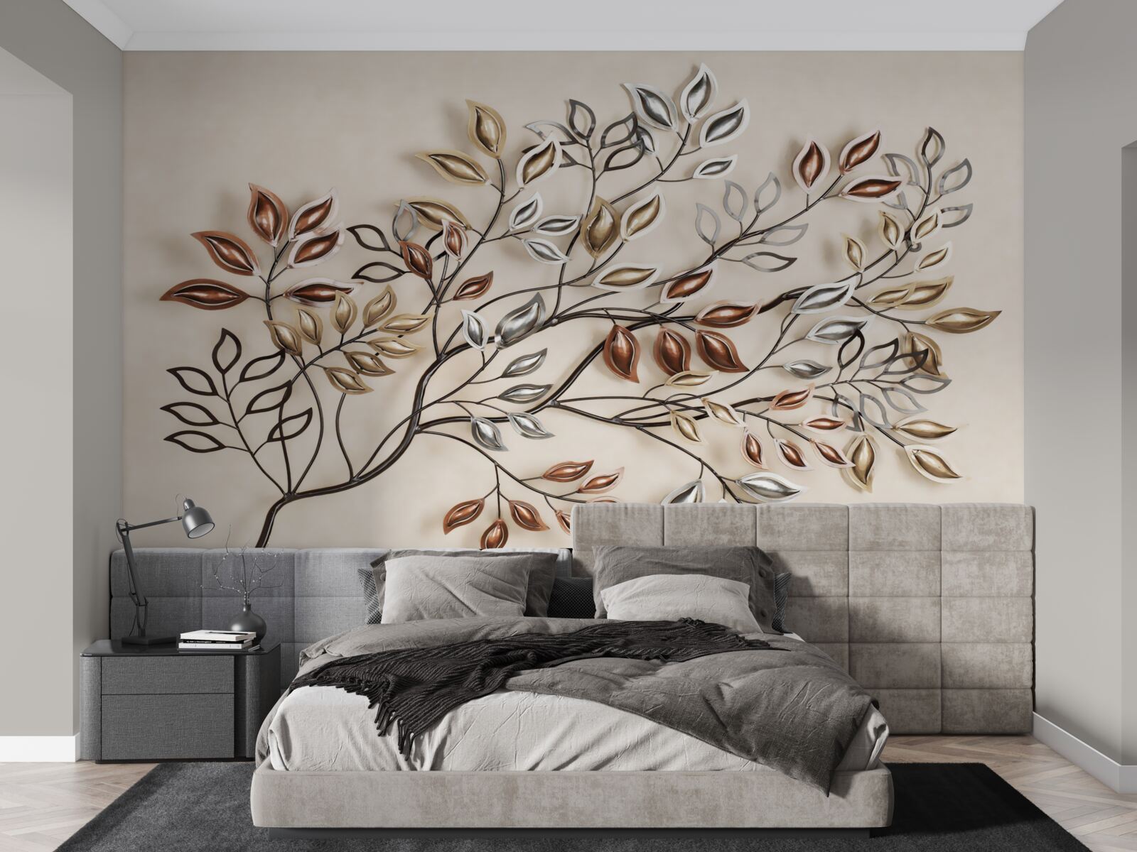 Fototapeta metalowe liście na gałęzi