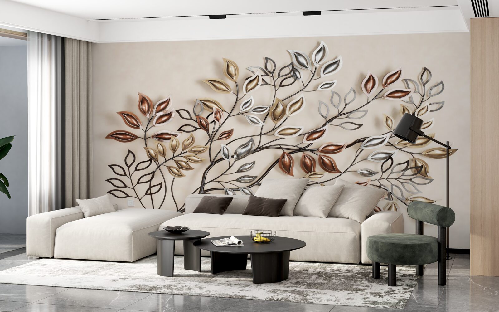 Fototapeta metalowe liście na gałęzi