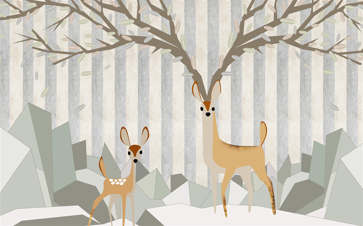 Fototapeta jeleń na tle w abstrakcyjnym stylu