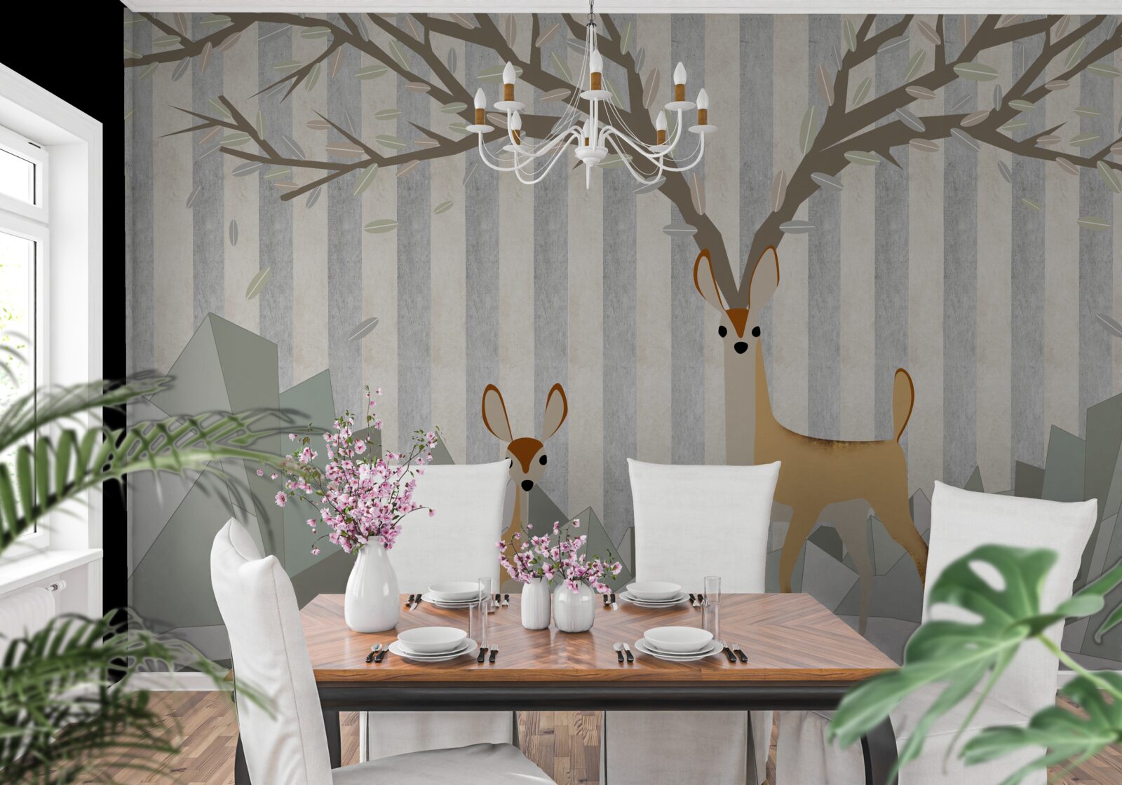 Fototapeta jeleń na tle w abstrakcyjnym stylu