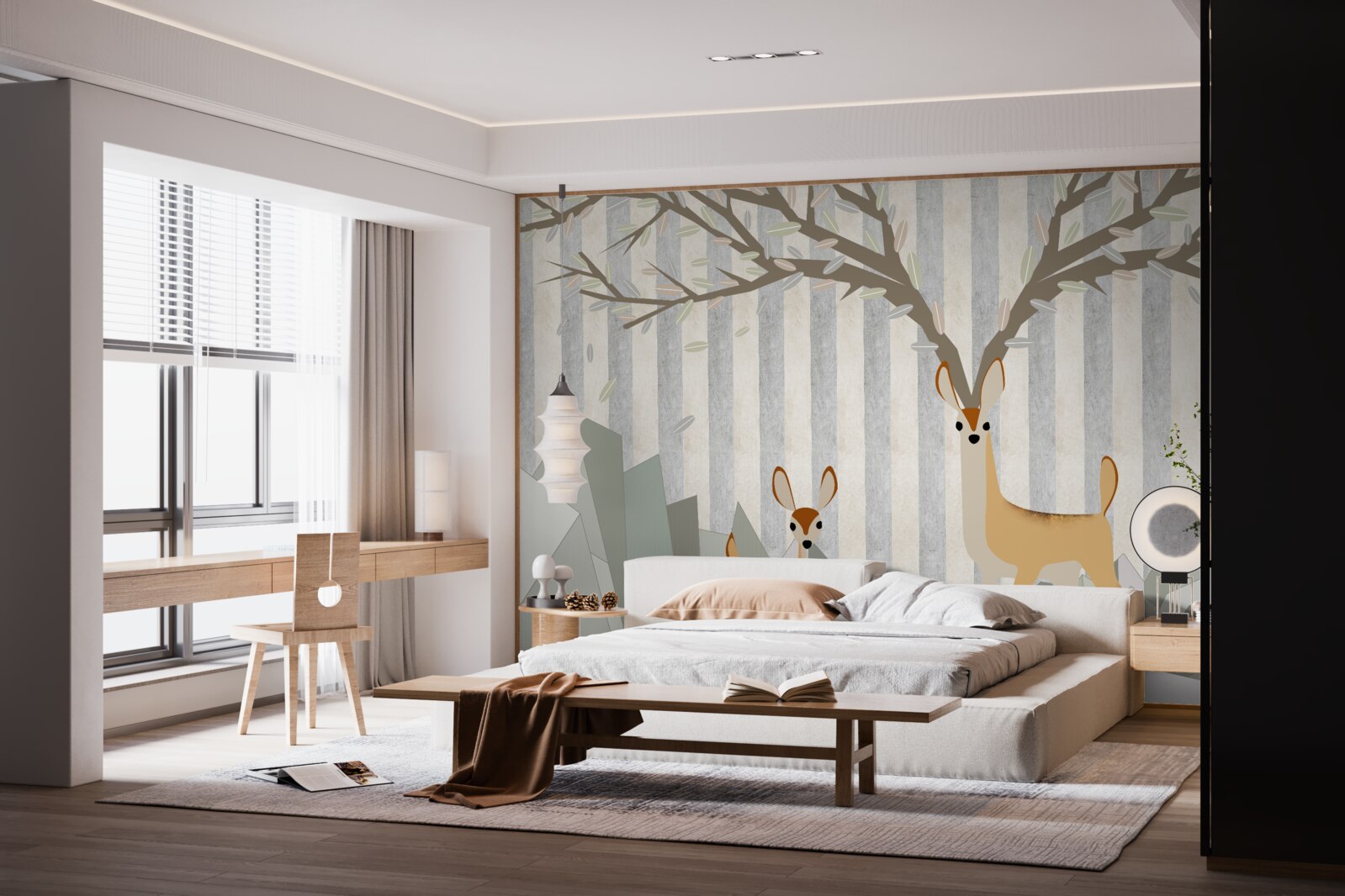 Fototapeta jeleń na tle w abstrakcyjnym stylu