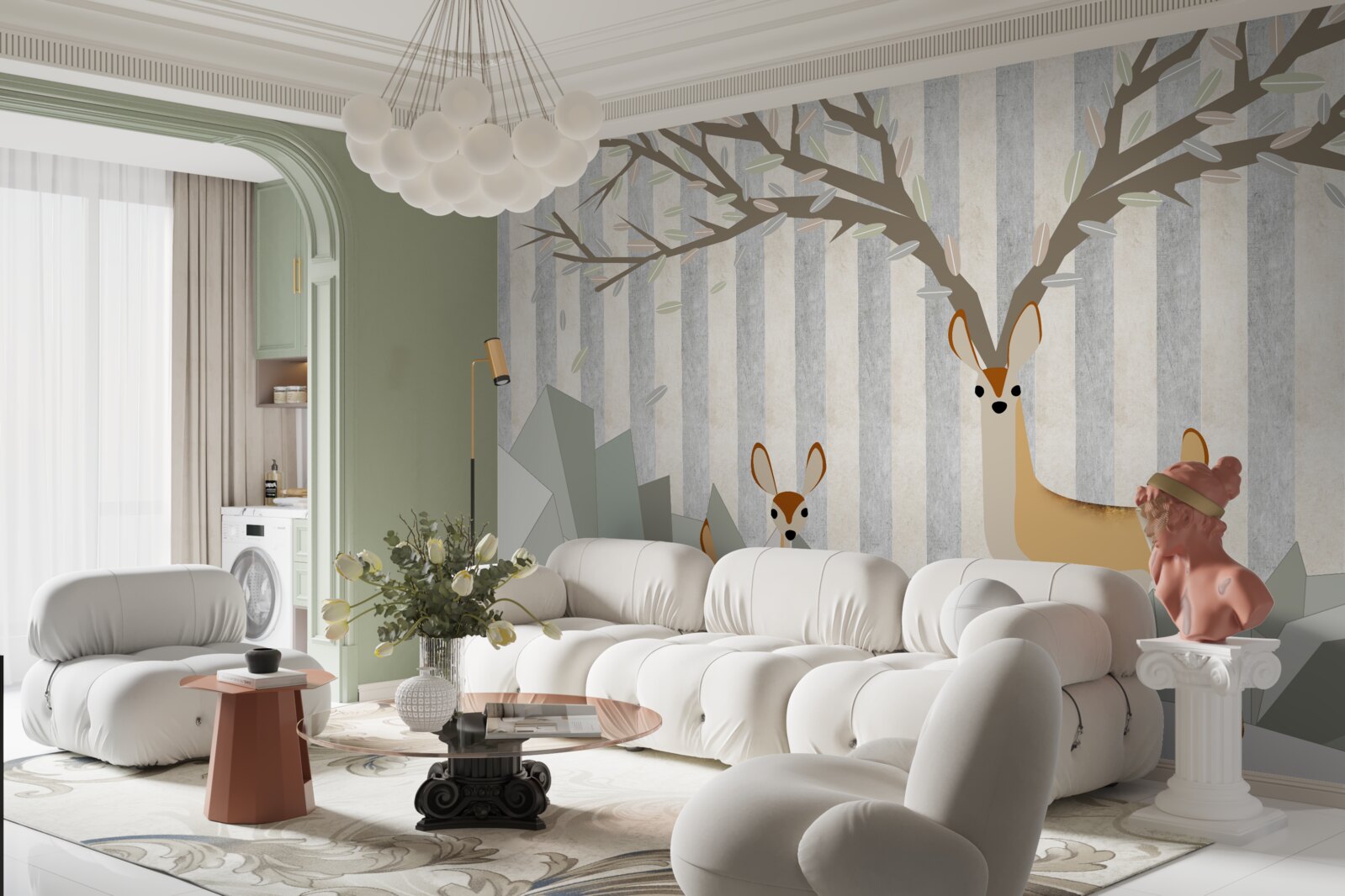 Fototapeta jeleń na tle w abstrakcyjnym stylu