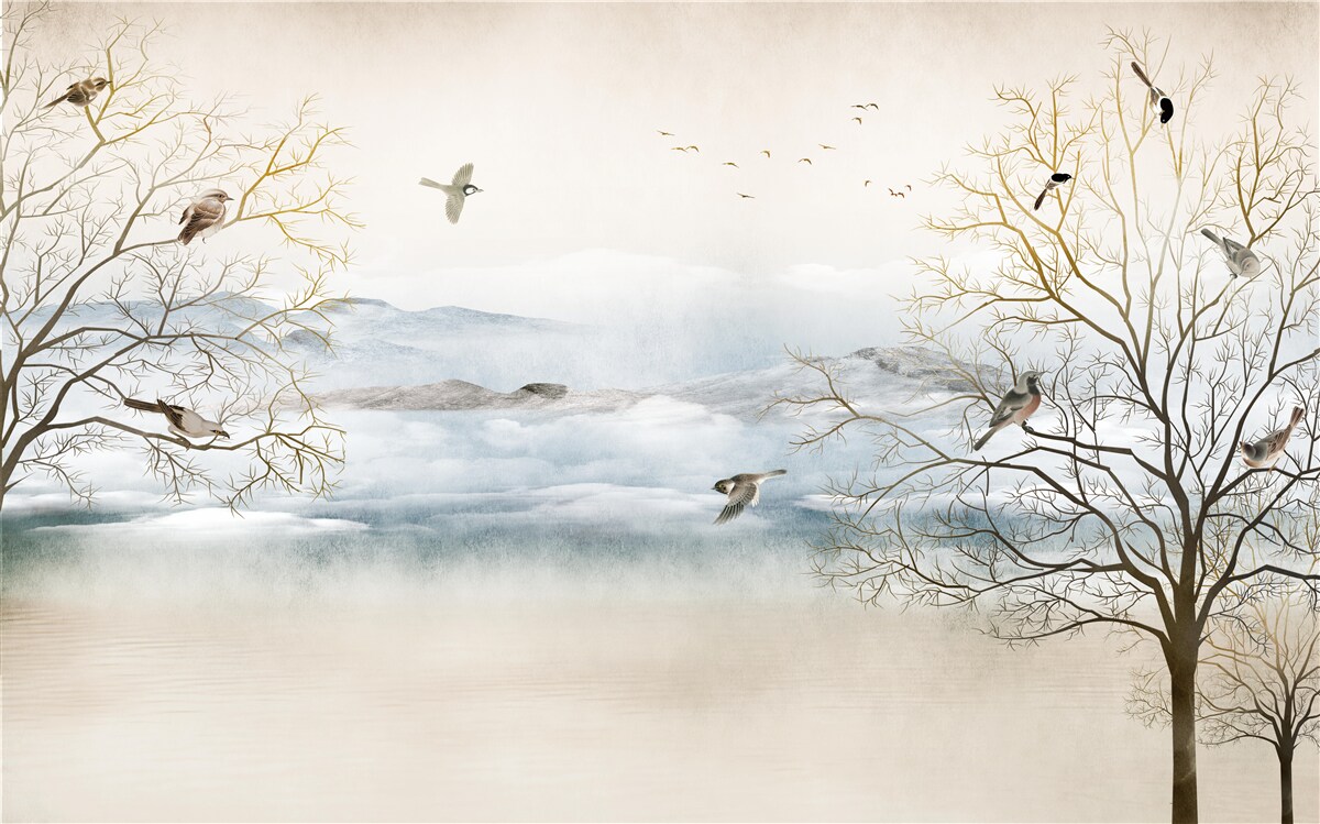 Fototapeta poranna mgła i śpiew ptaków