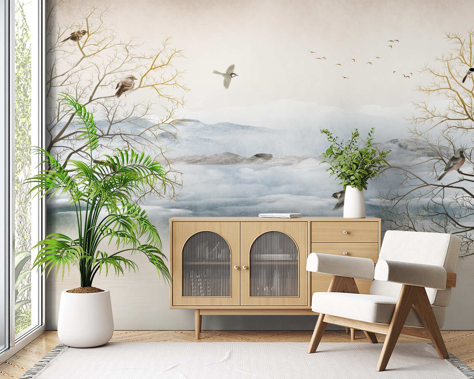 Fototapeta poranna mgła i śpiew ptaków