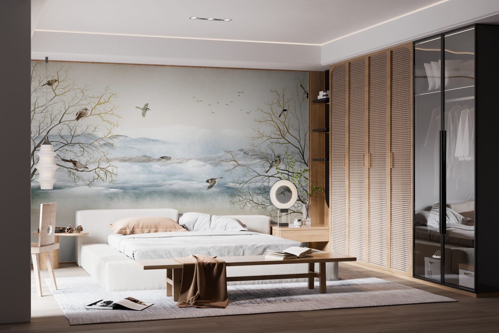 Fototapeta poranna mgła i śpiew ptaków