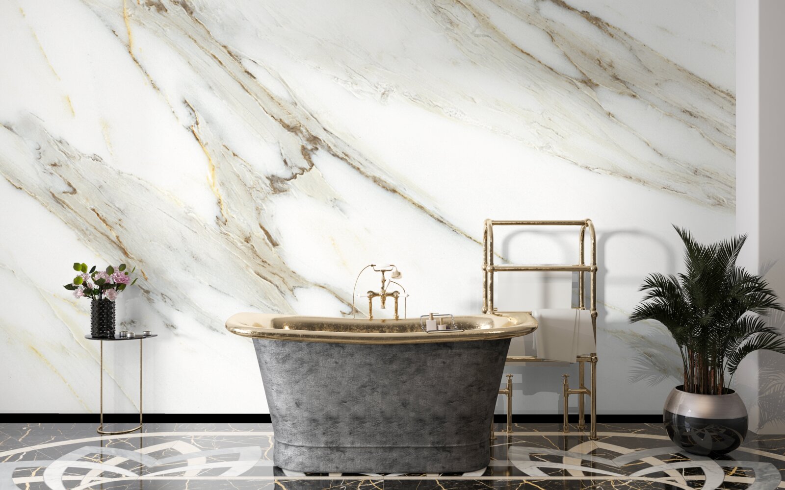 Fototapeta złoto i srebro z marmurem