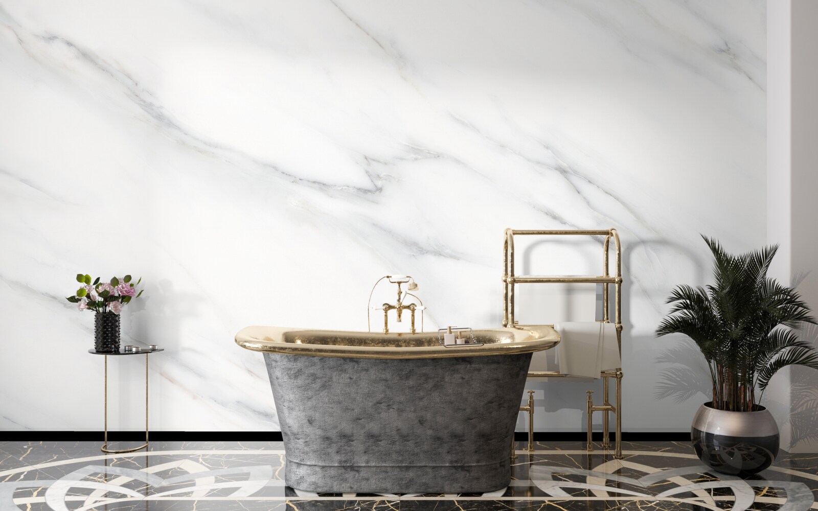 Fototapeta biały marmur z szarymi żyłkami