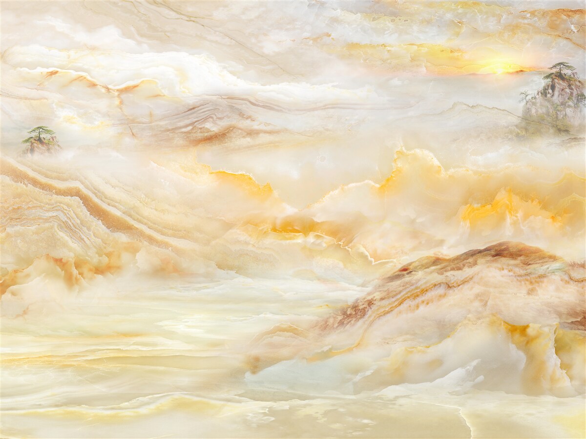 Fototapeta poranek w górach, spowity mgłą