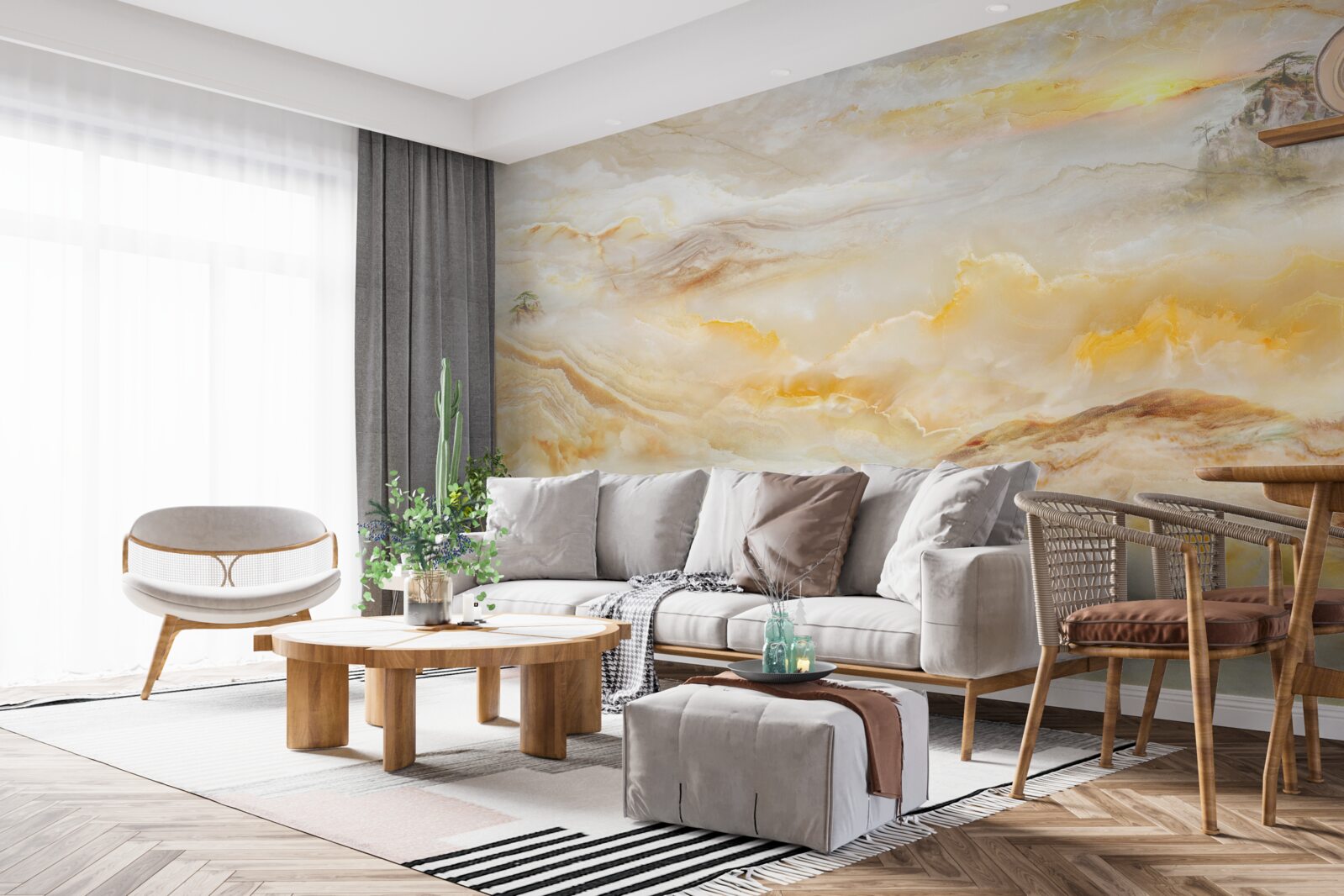 Fototapeta poranek w górach, spowity mgłą