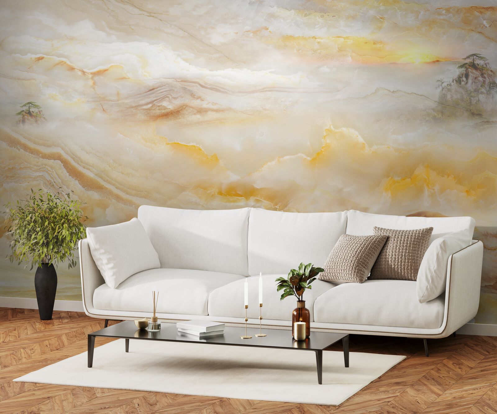 Fototapeta poranek w górach, spowity mgłą