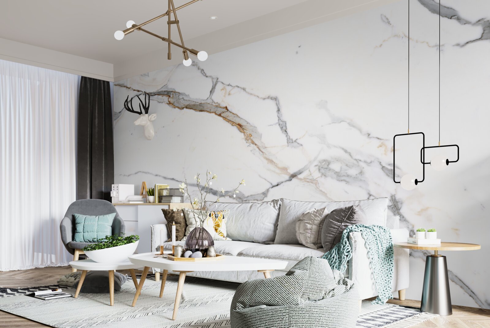 Fototapeta marmur z wzorem rozmytych fal