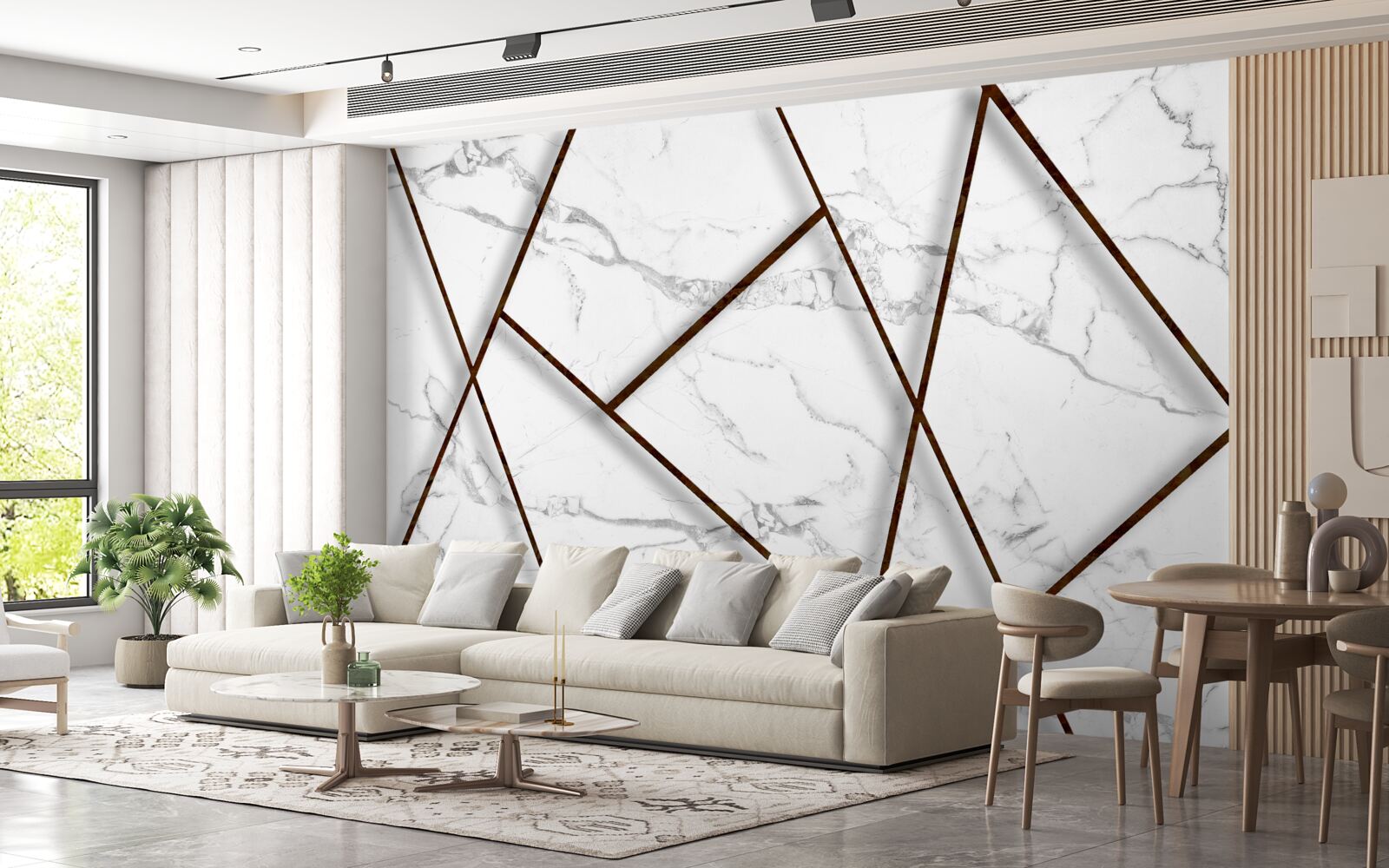 Fototapeta czarne inkluzje na białym marmurze