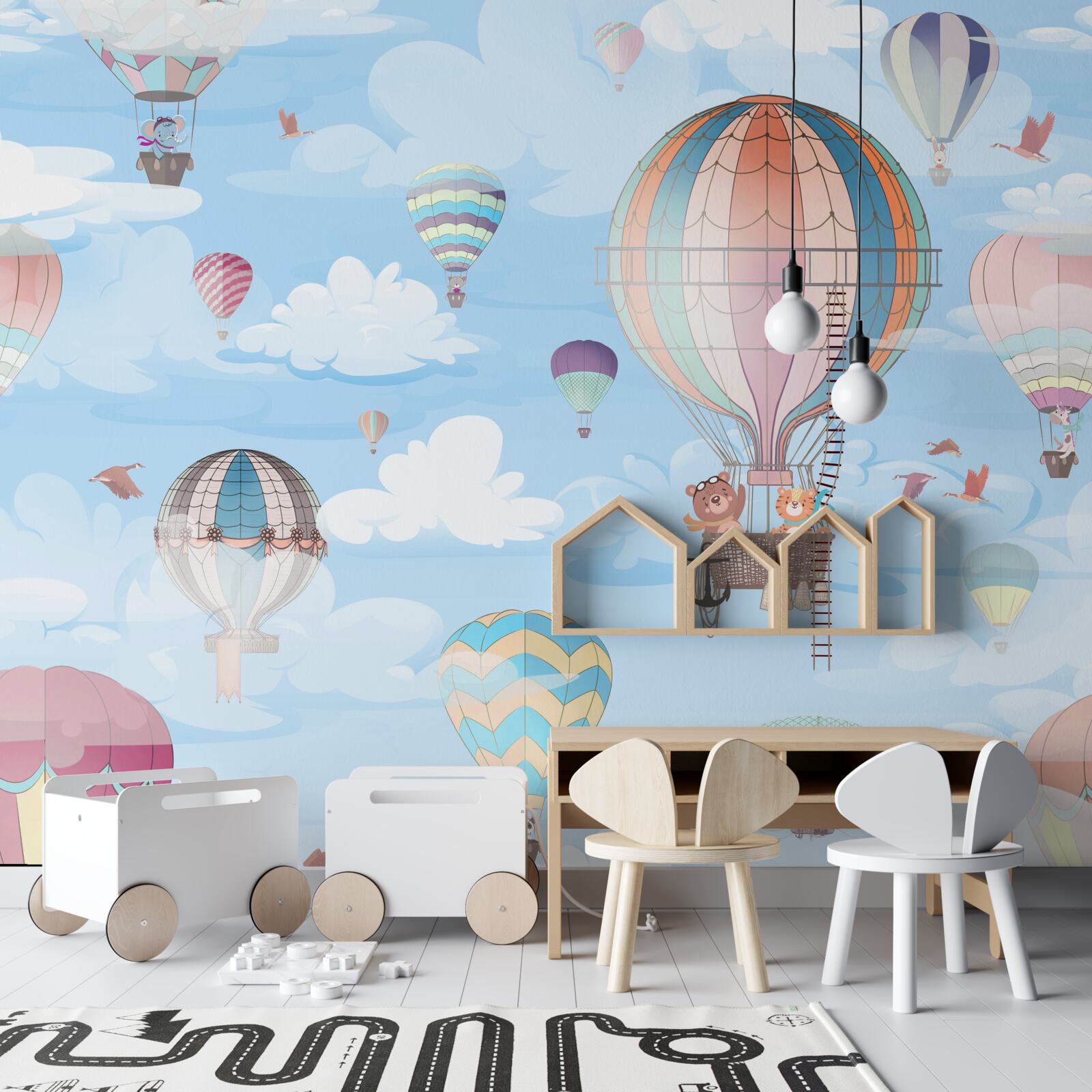 Fototapeta latające balony z wizerunkami zwierząt