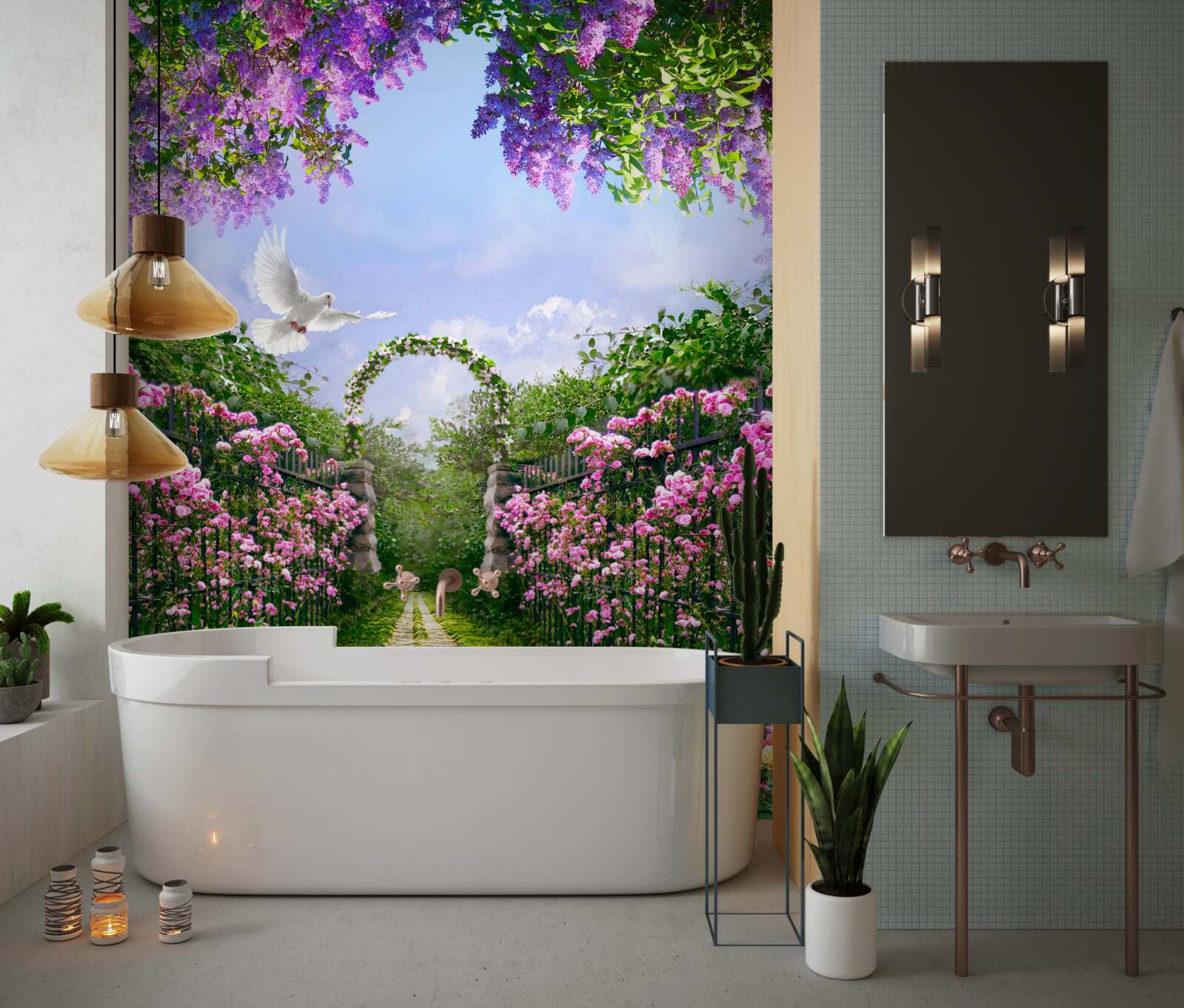 Fototapeta Ścieżka prowadząca do kwitnącego ogrodu