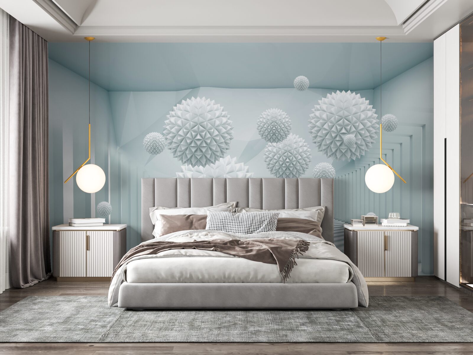 Fototapeta trójwymiarowe kulki z pływającymi ostrymi krawędziami