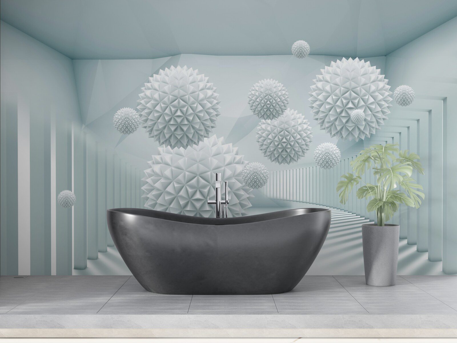 Fototapeta trójwymiarowe kulki z pływającymi ostrymi krawędziami